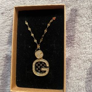 NWT Gold-Tone G Initial Pendant Necklace with Crystals